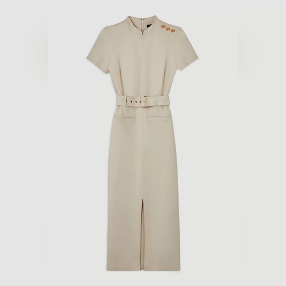 KAREN MILLEN Belted Detail Ponte Jersey Short Sleeve Midi Dress, size medium - Picture 4 of 5